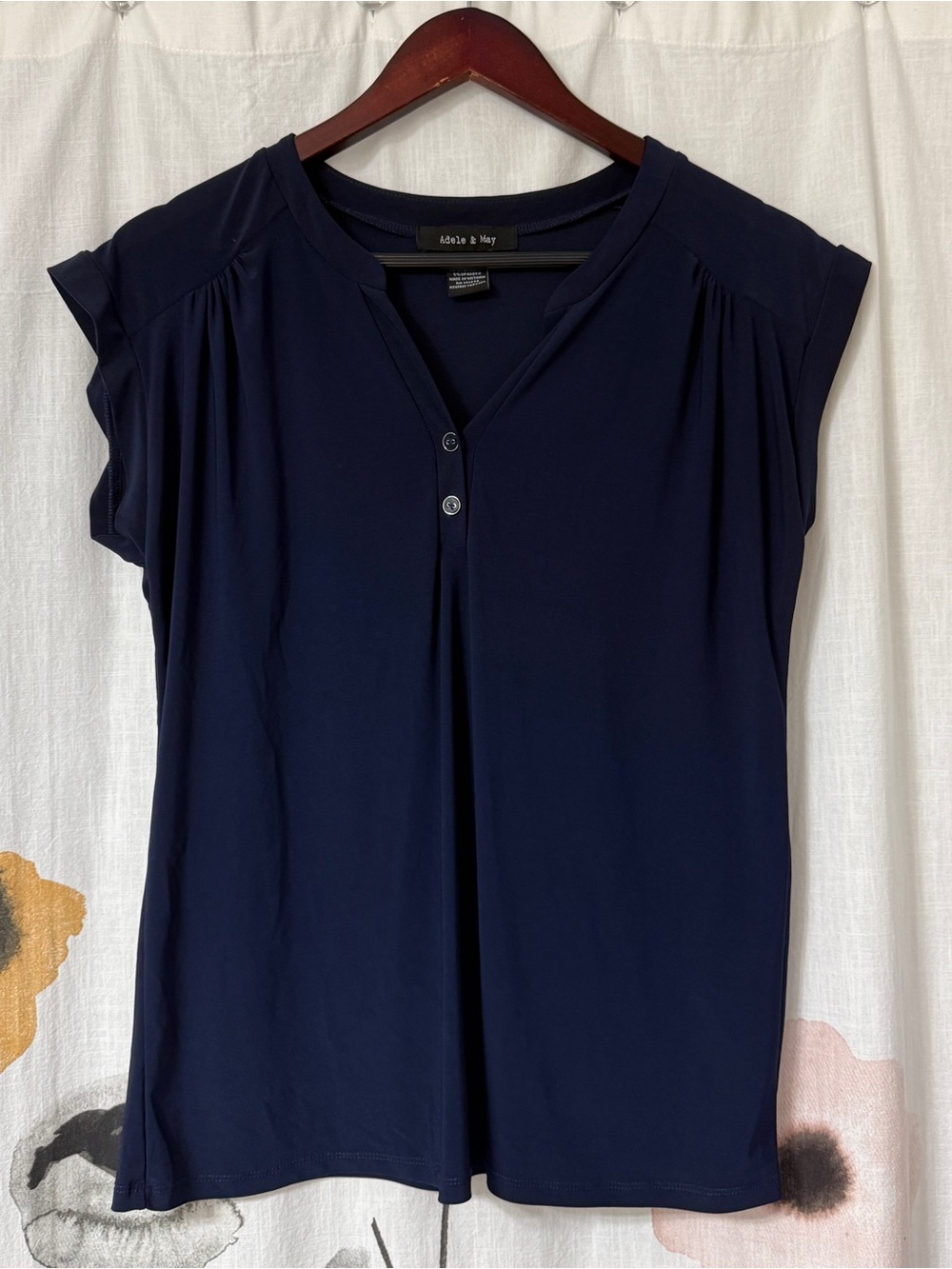 Women’s Adele & May Navy Blue Short Sleeve Blouse. Size S